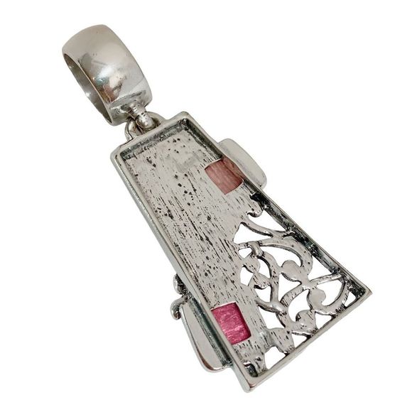 SilverTone Large statement Bold Pendant - Picture 2 of 5